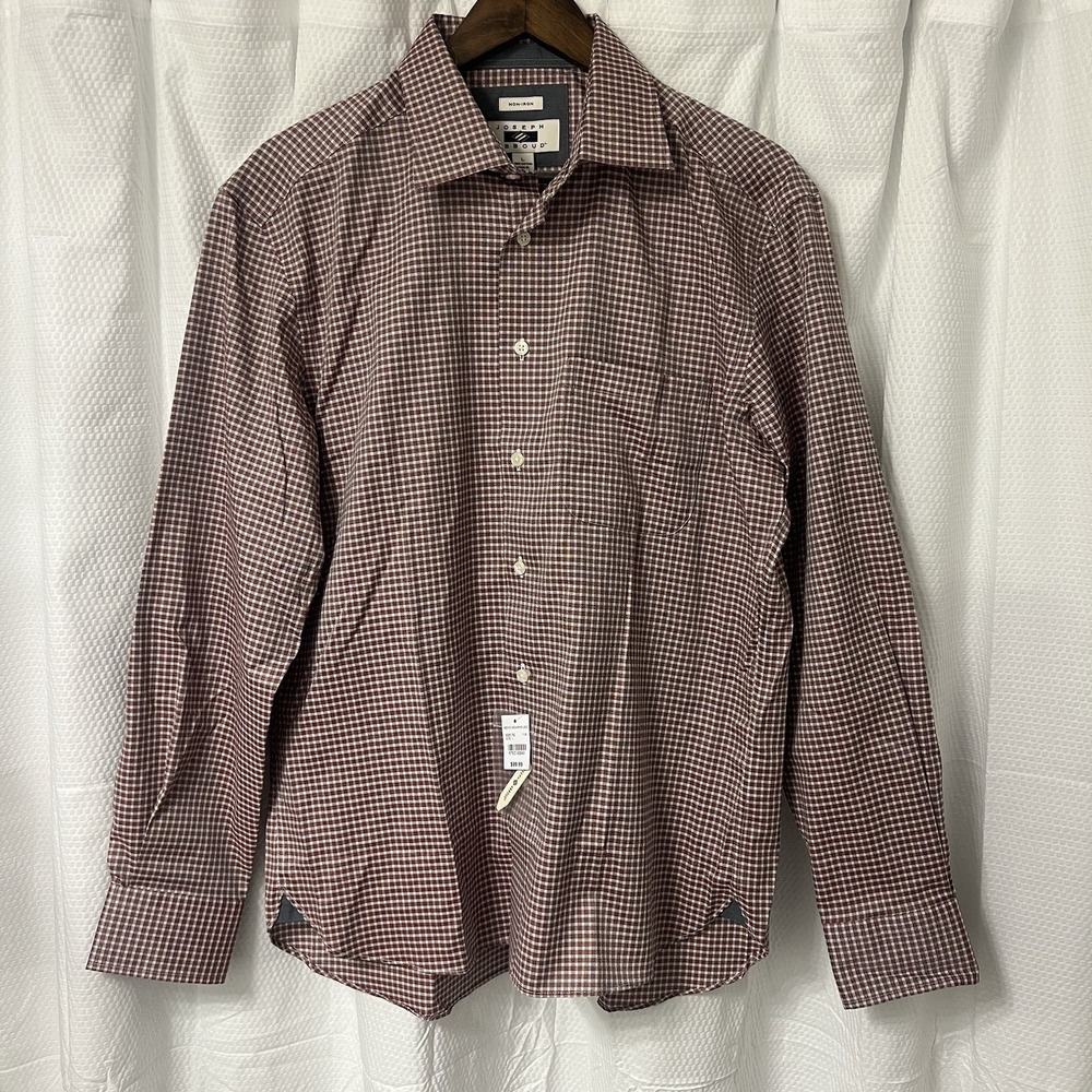 Joseph Abboud Non Iron Modern‎ Plaid Button Down Up Shirt Mens Warehouse Sz L